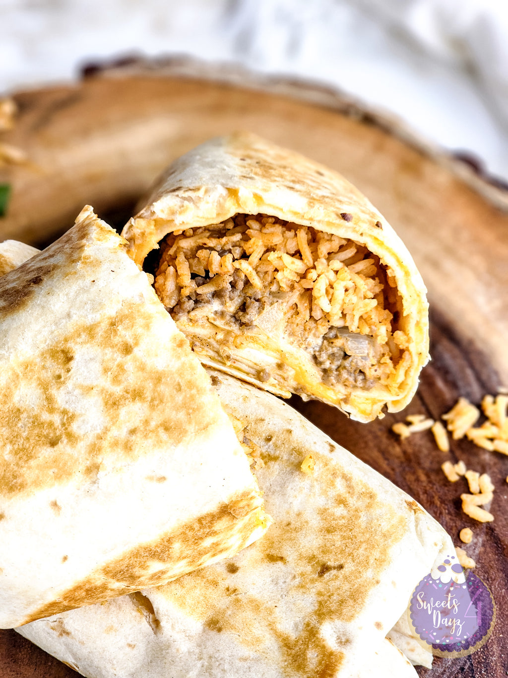 Copycat Taco Bell Quesarito on Gold Marble