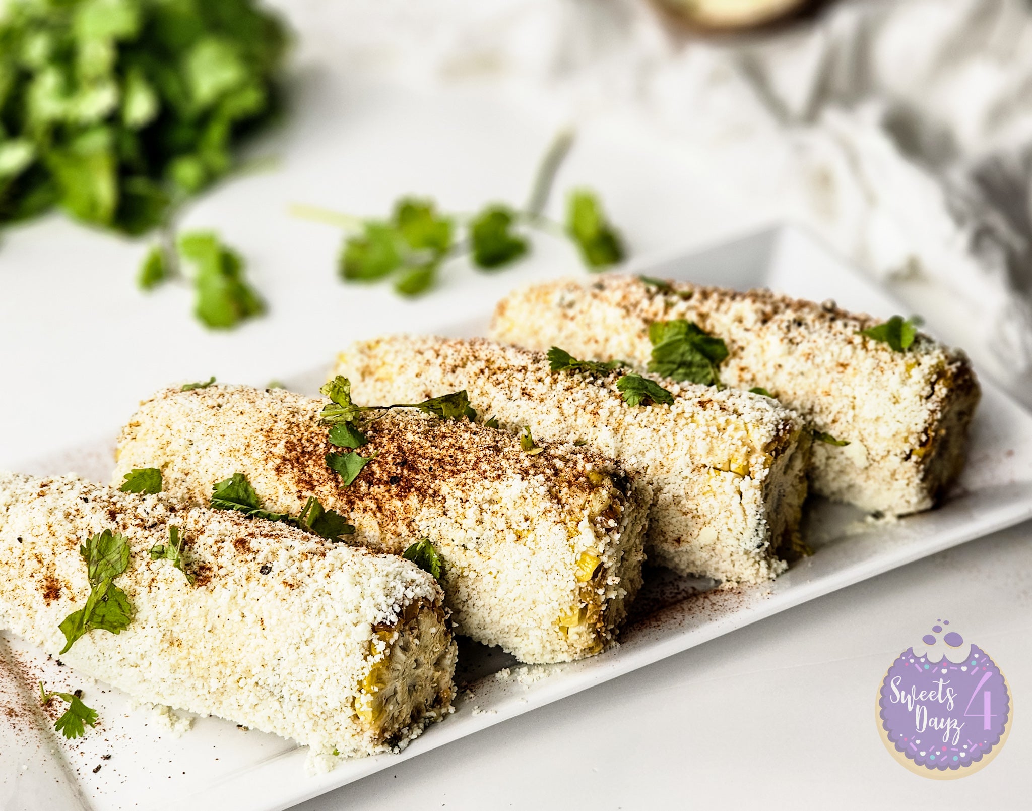 Homemade Mexican Street Corn on White