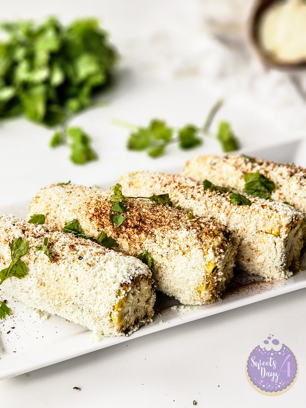 Homemade Mexican Street Corn on White