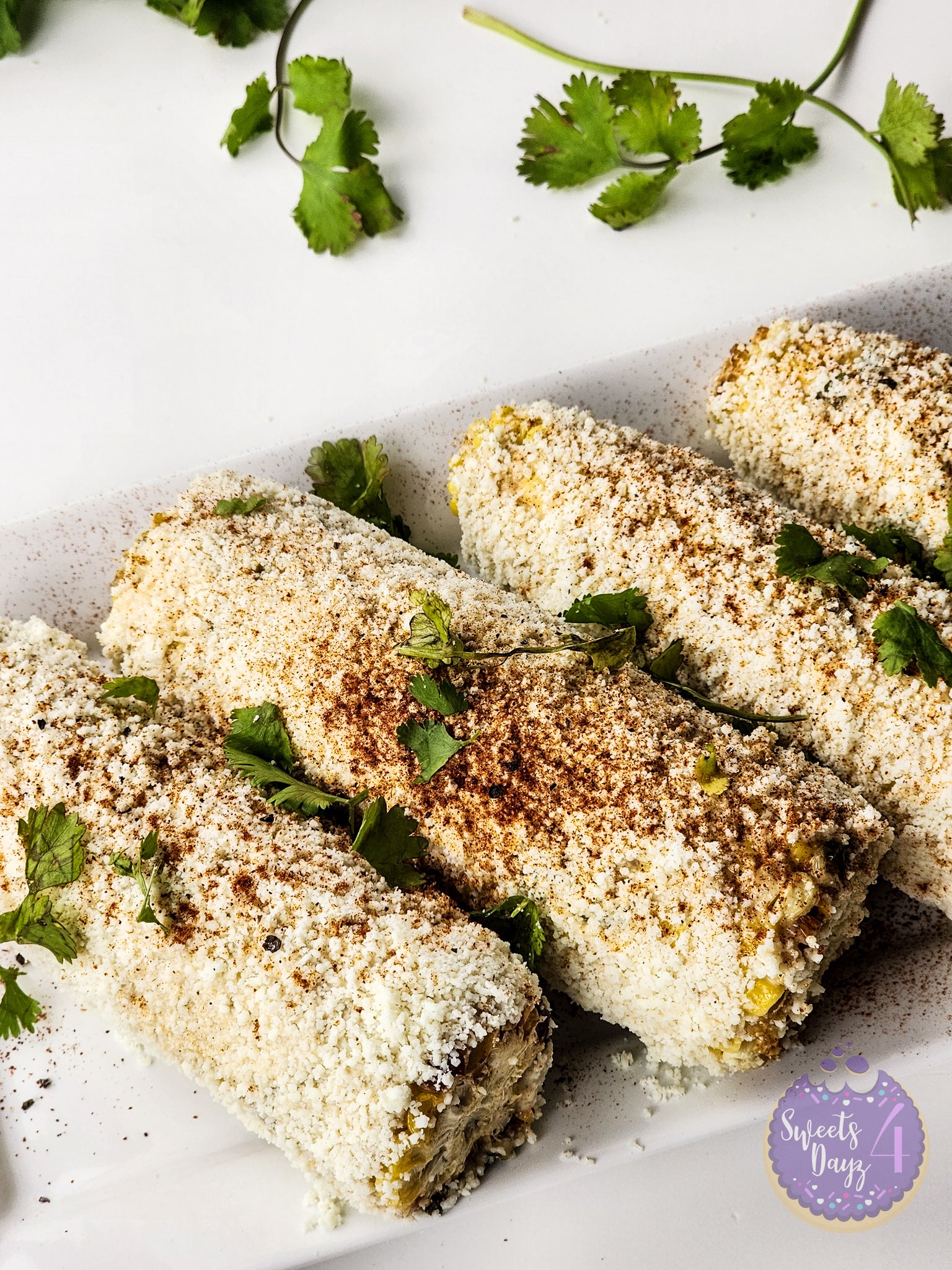 Homemade Mexican Street Corn on White