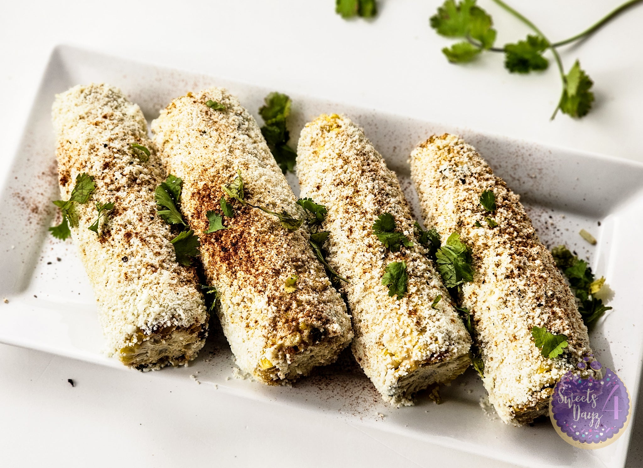 Homemade Mexican Street Corn on White