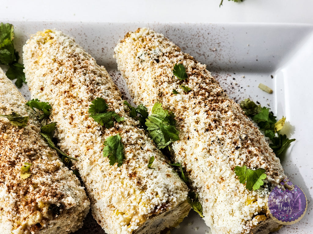 Homemade Mexican Street Corn on White