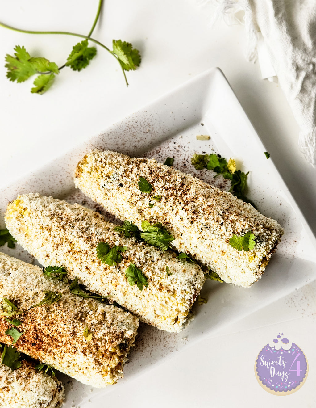Homemade Mexican Street Corn on White