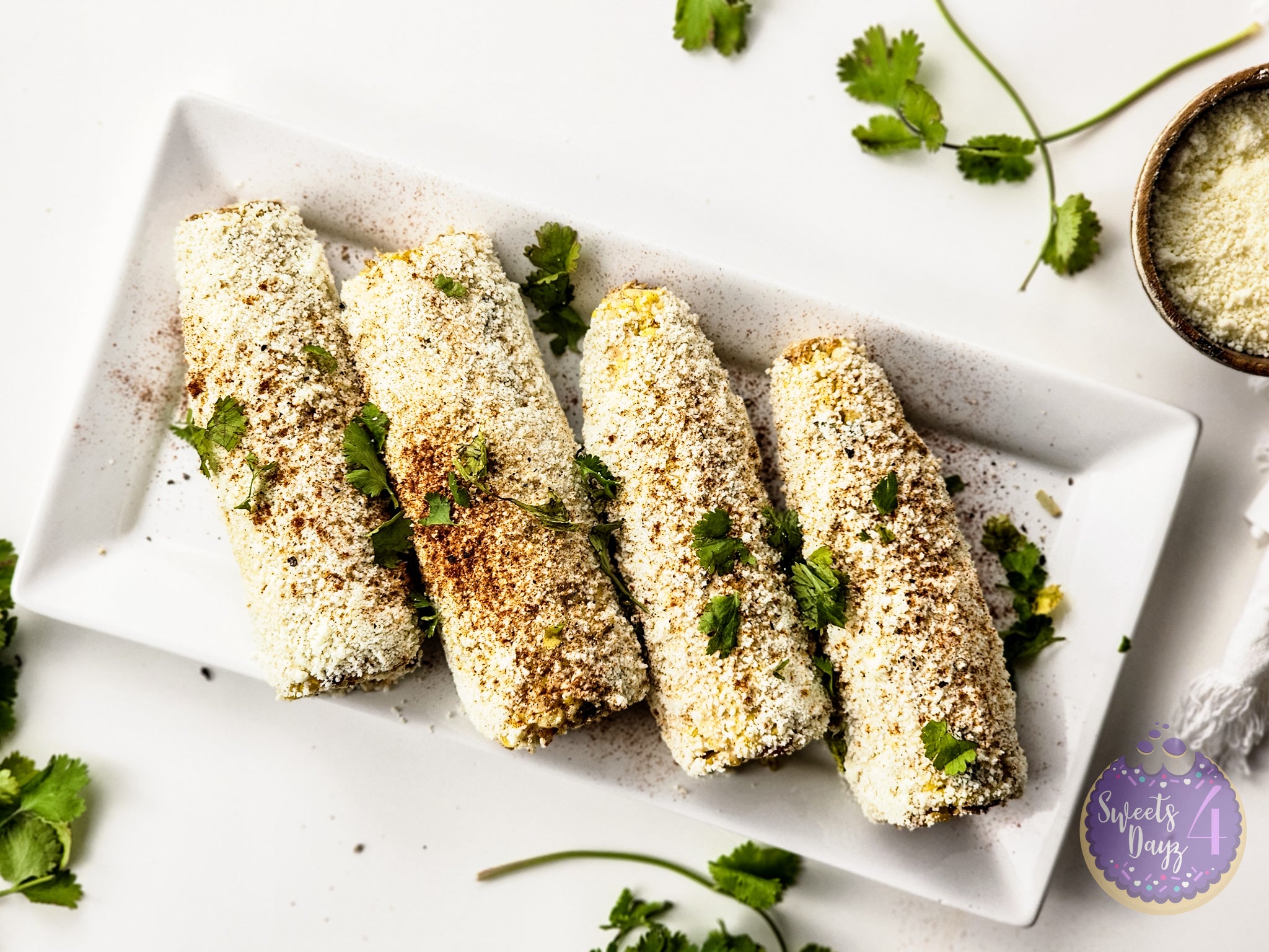 Homemade Mexican Street Corn on White