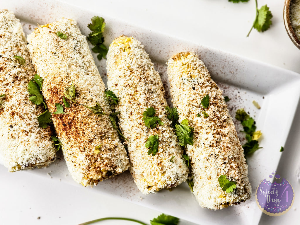 Homemade Mexican Street Corn on White