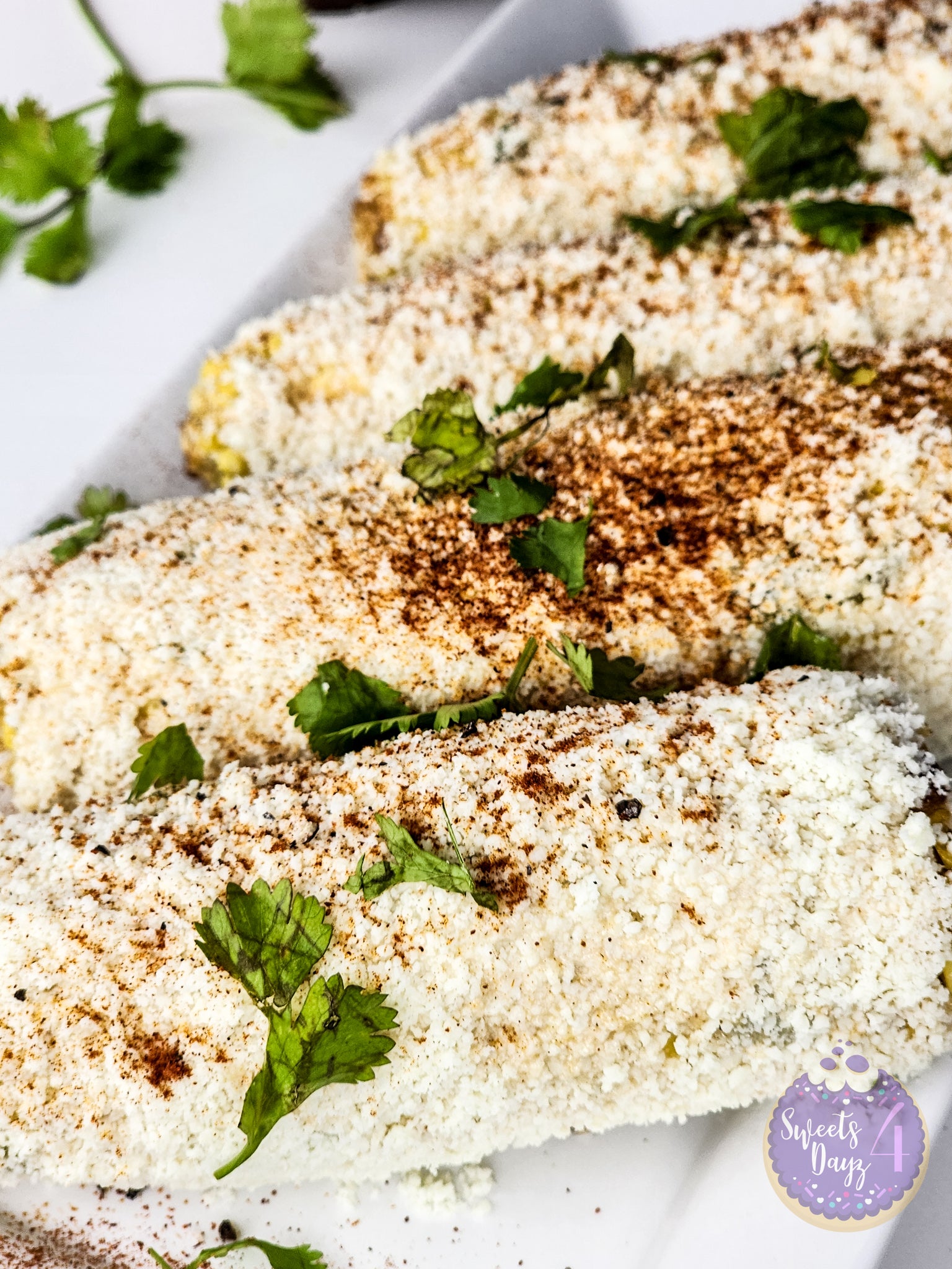 Homemade Mexican Street Corn on White