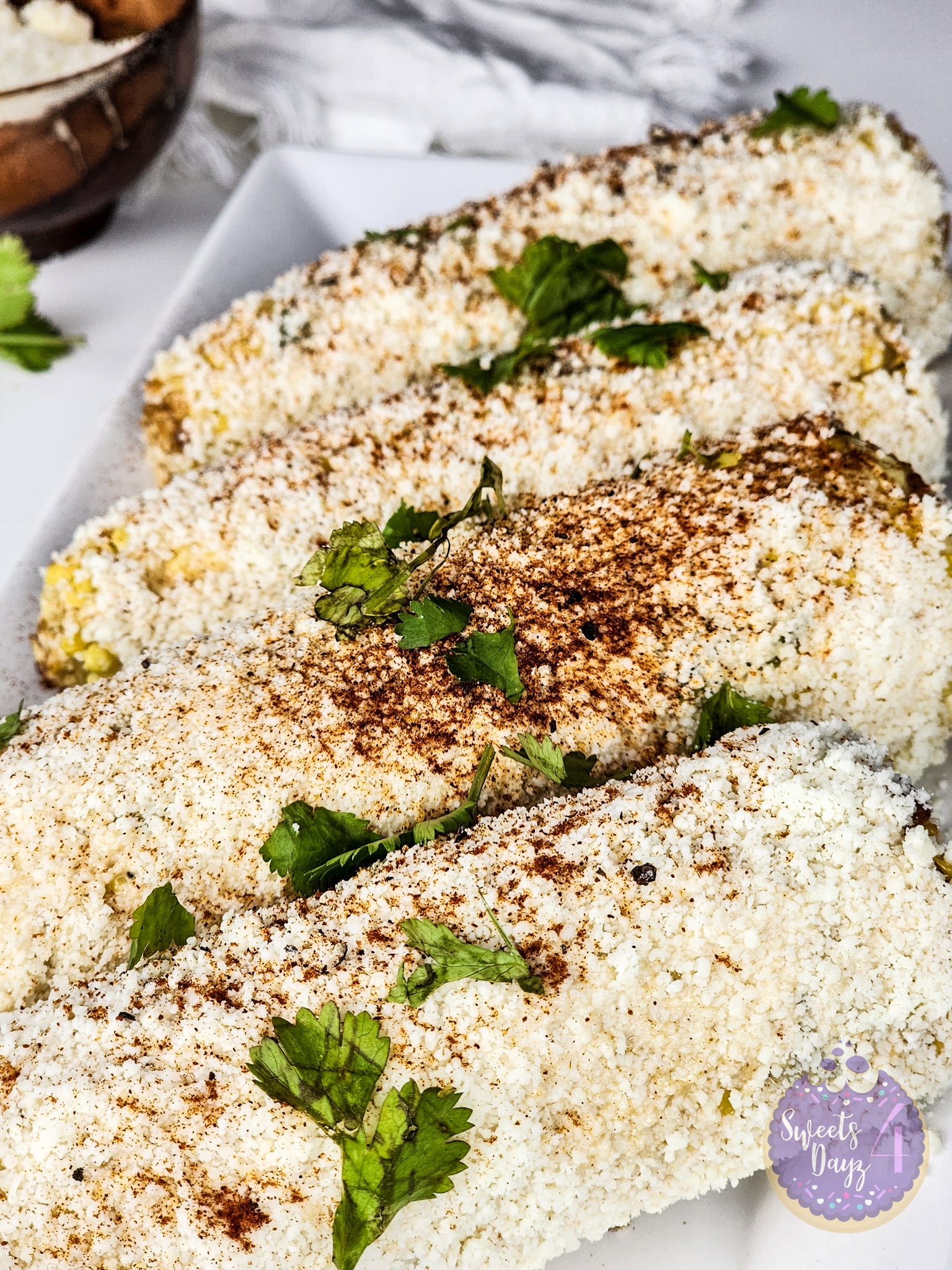 Homemade Mexican Street Corn on White