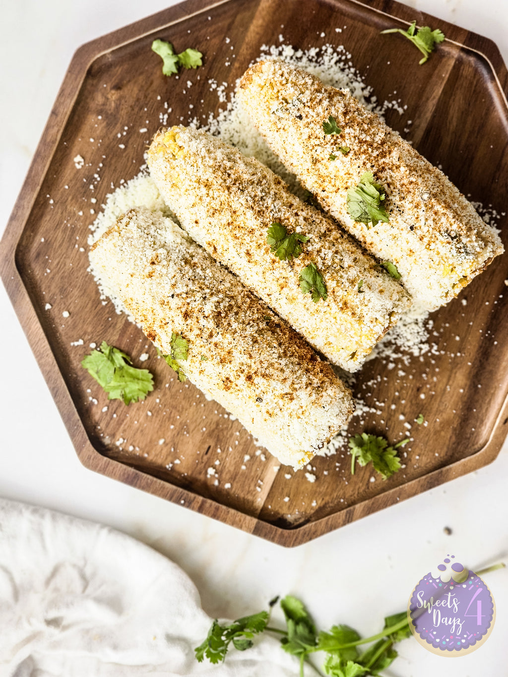 Homemade Mexican Street Corn on Gold Marble