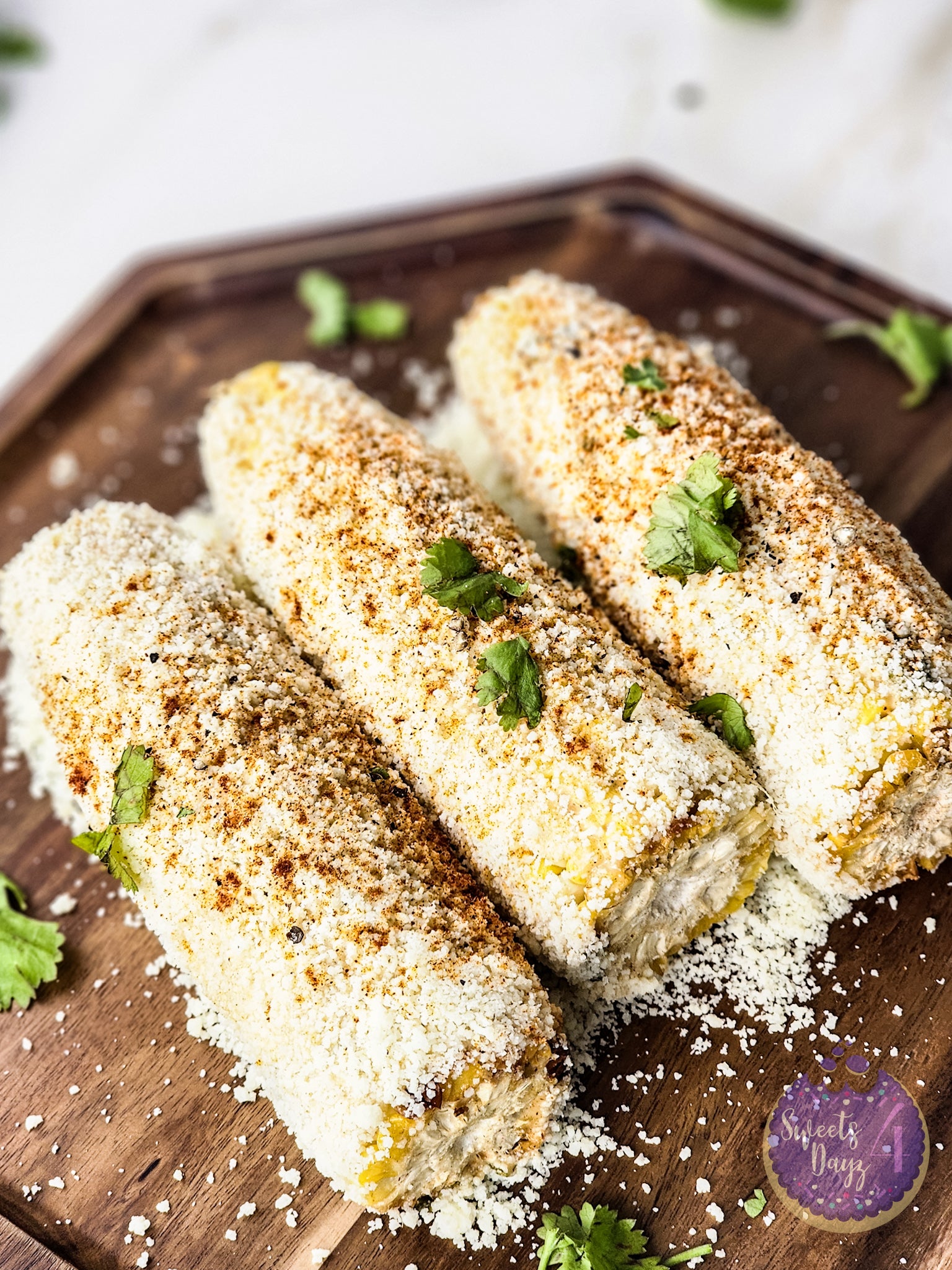 Homemade Mexican Street Corn on Gold Marble