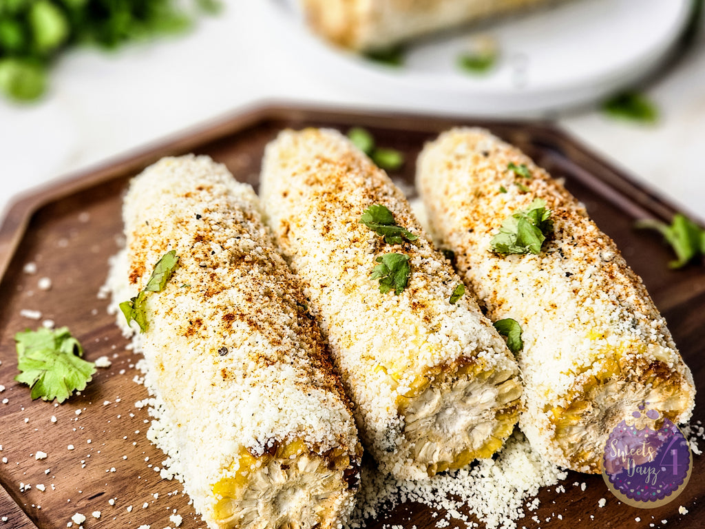 Homemade Mexican Street Corn on Gold Marble