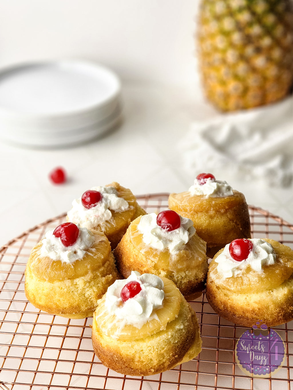 Mini Pineapple Upside Down Cakes on Rhombus