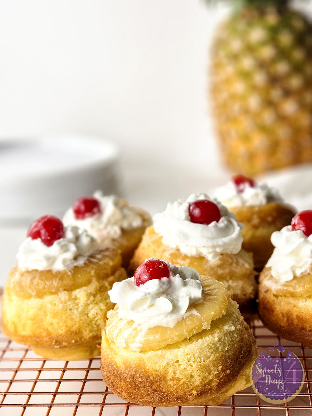 Mini Pineapple Upside Down Cakes on Rhombus