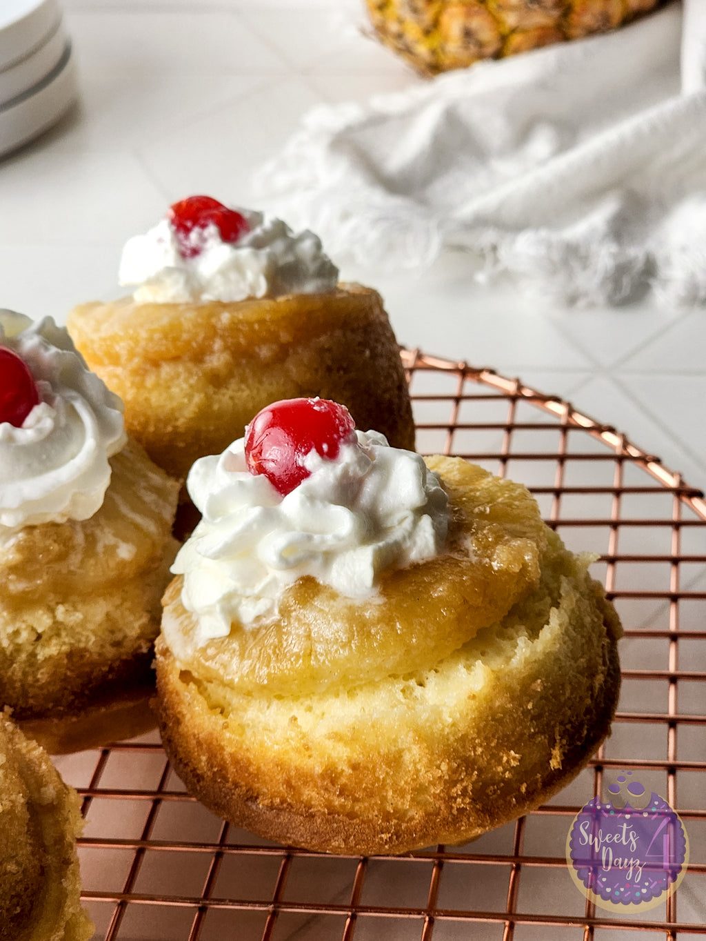 Mini Pineapple Upside Down Cakes on Rhombus