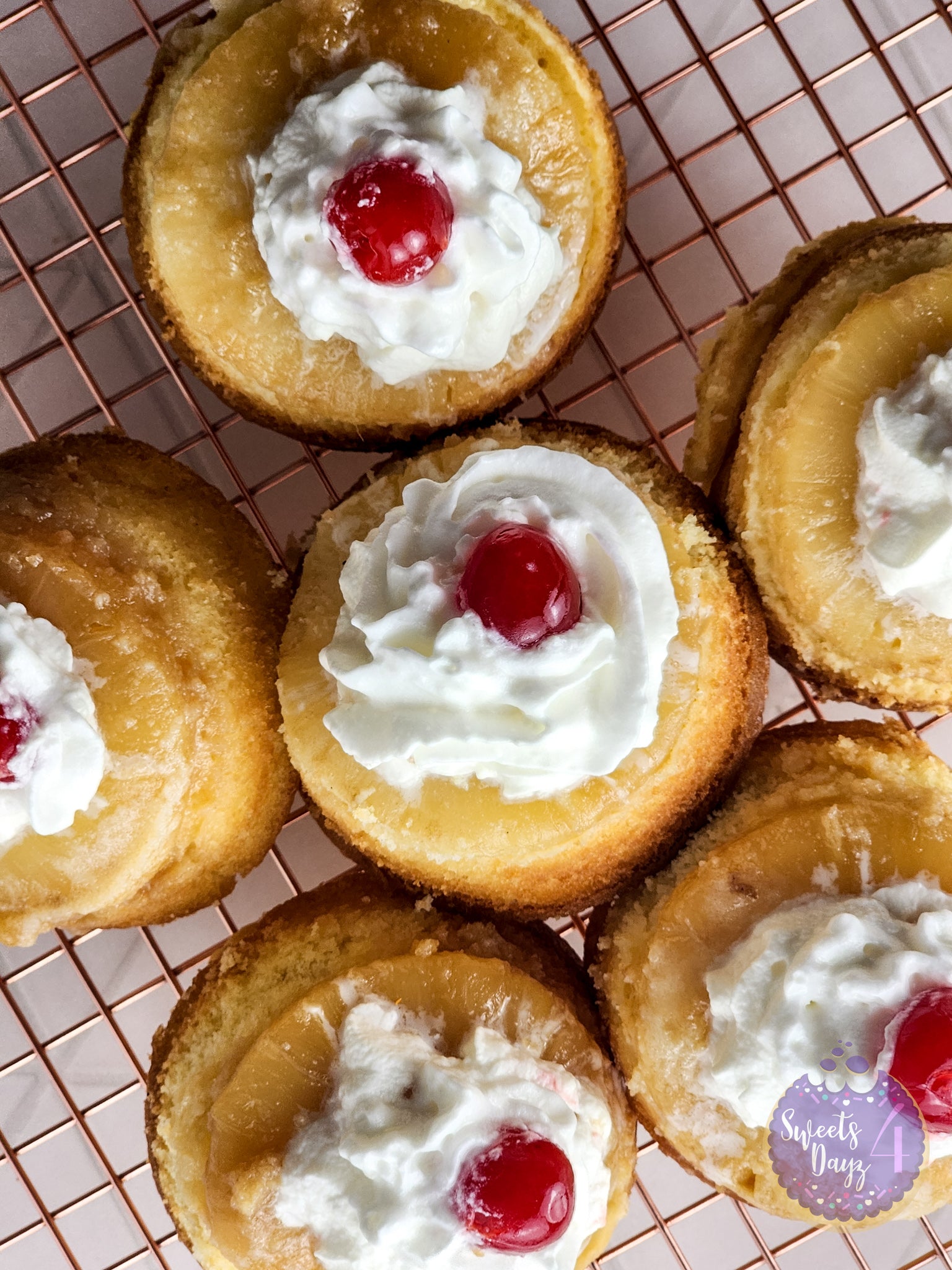Mini Pineapple Upside Down Cakes on Rhombus