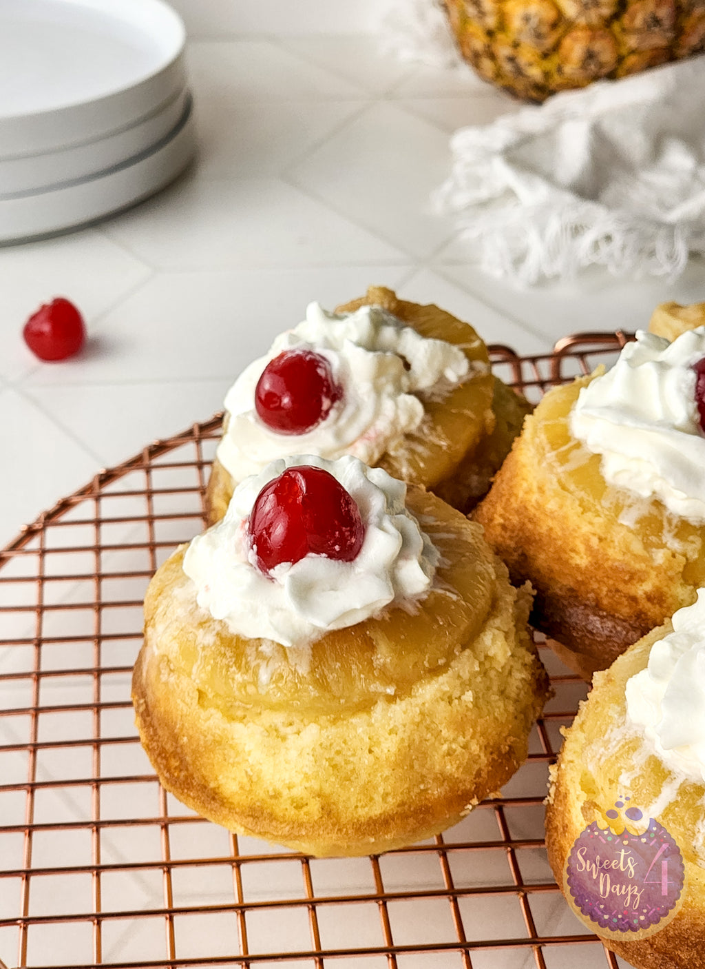 Mini Pineapple Upside Down Cakes on Rhombus