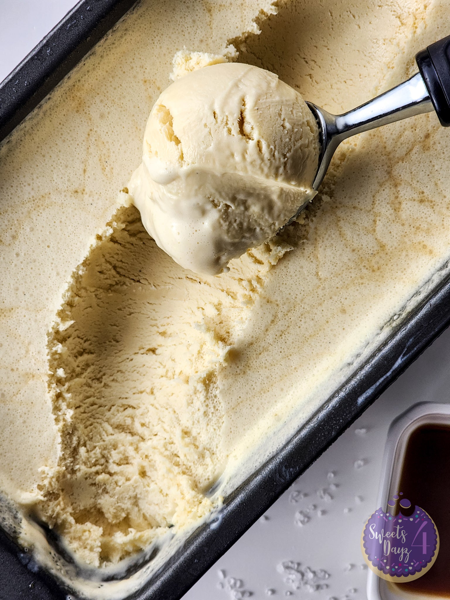 Salted Caramel Ice Cream on White