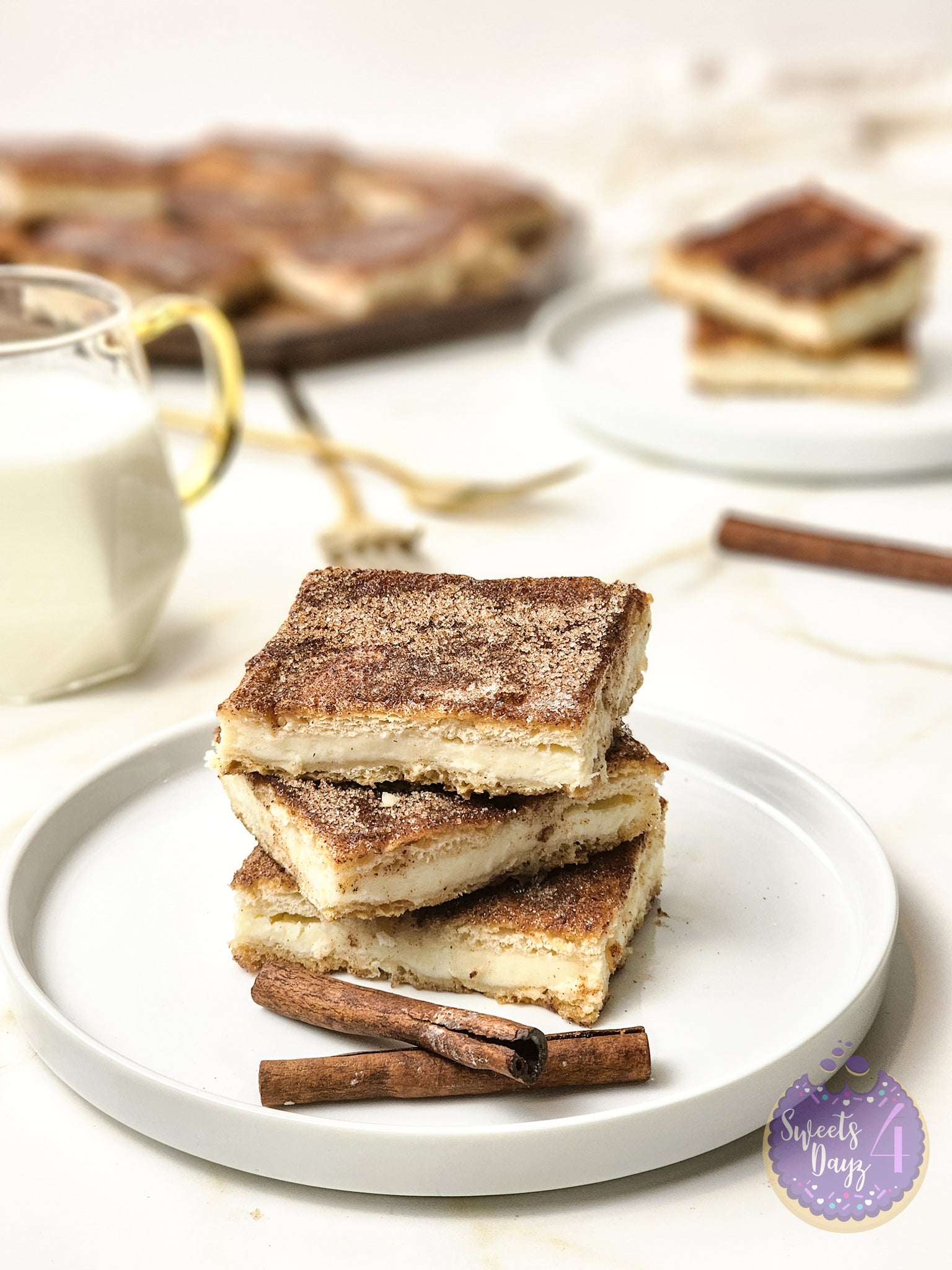 Churro Cheesecake Bars on Gold Marble