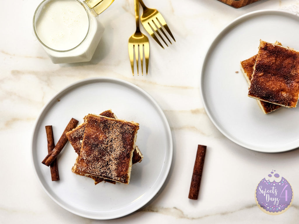 Churro Cheesecake Bars on Gold Marble