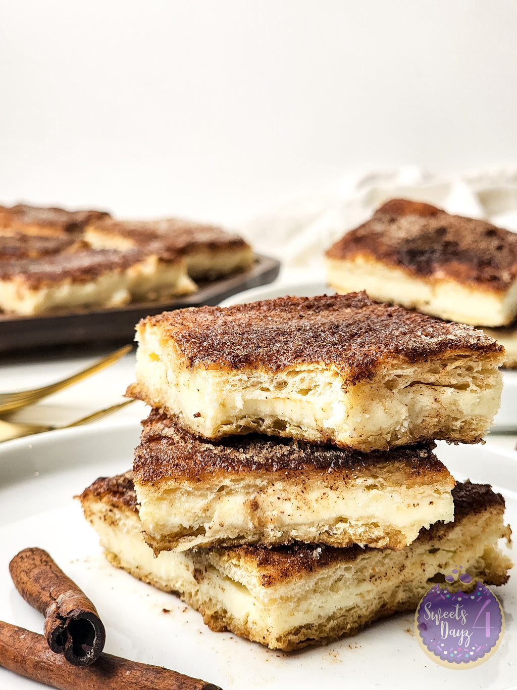Churro Cheesecake Bars on Gold Marble