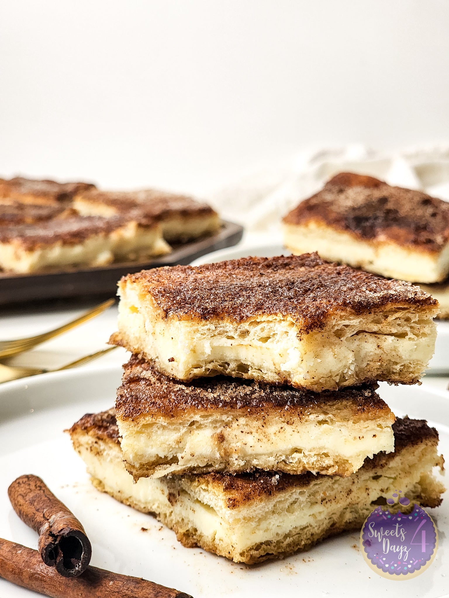 Churro Cheesecake Bars on Gold Marble