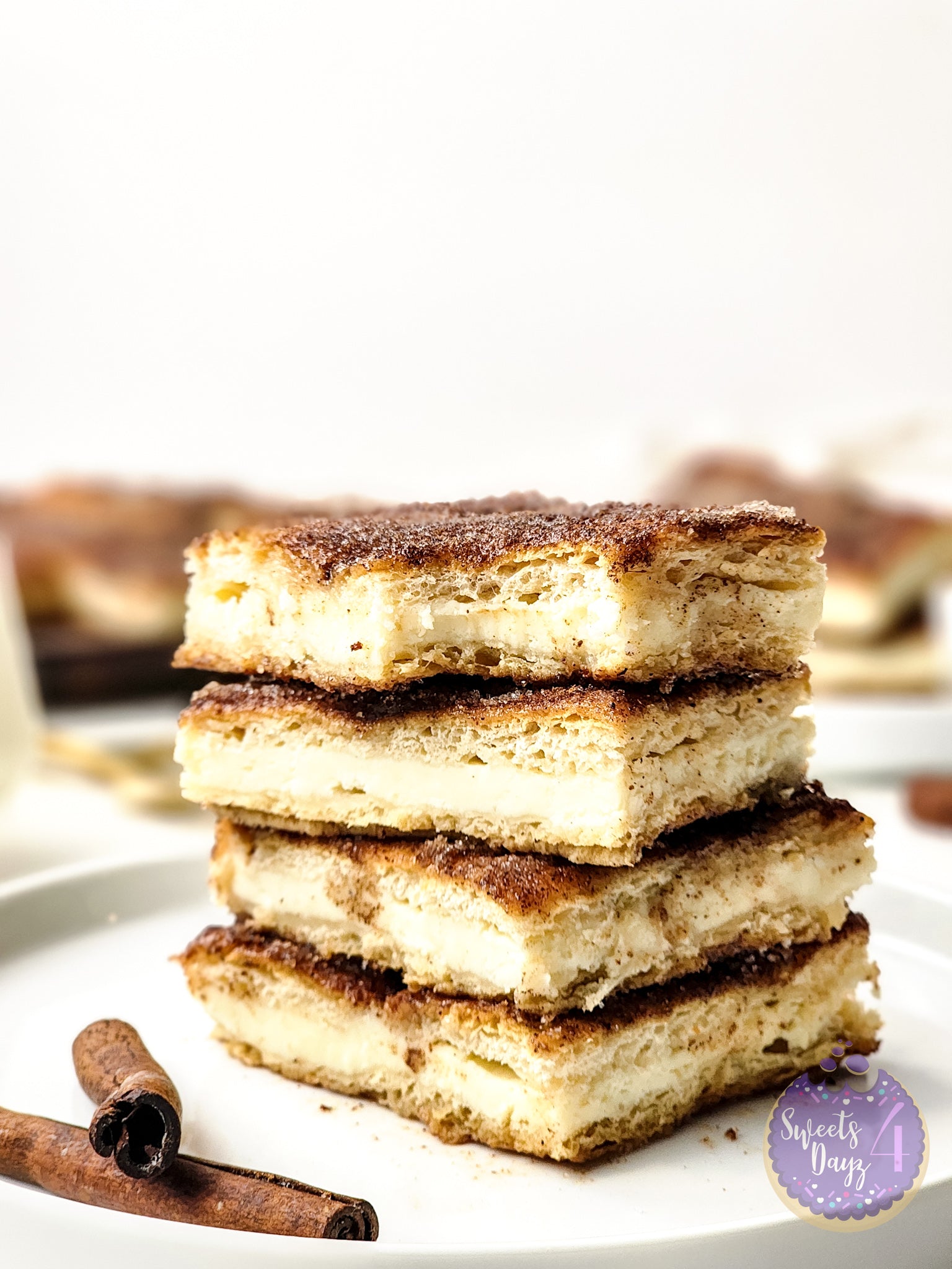 Churro Cheesecake Bars on White