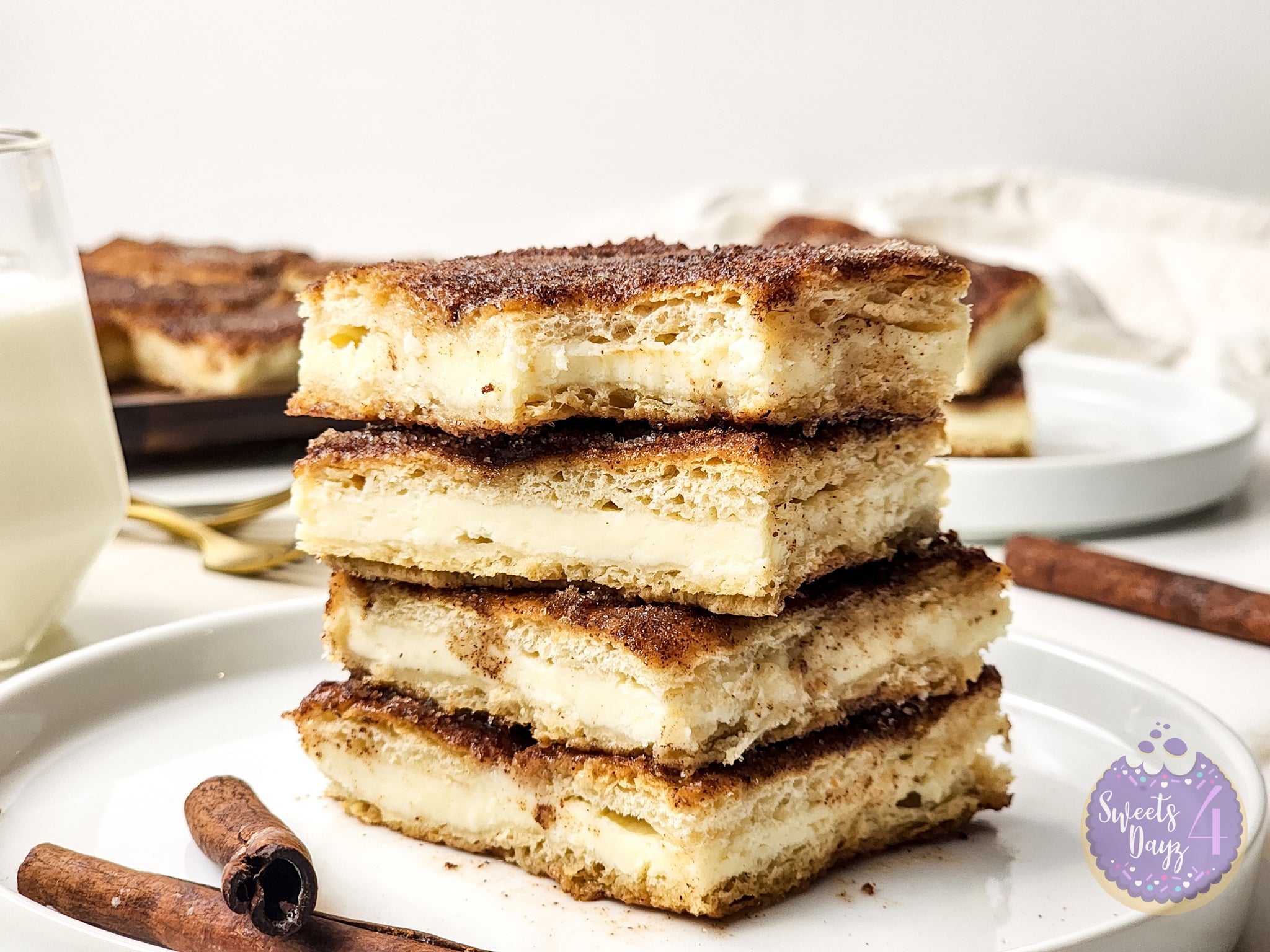 Churro Cheesecake Bars on Gold Marble