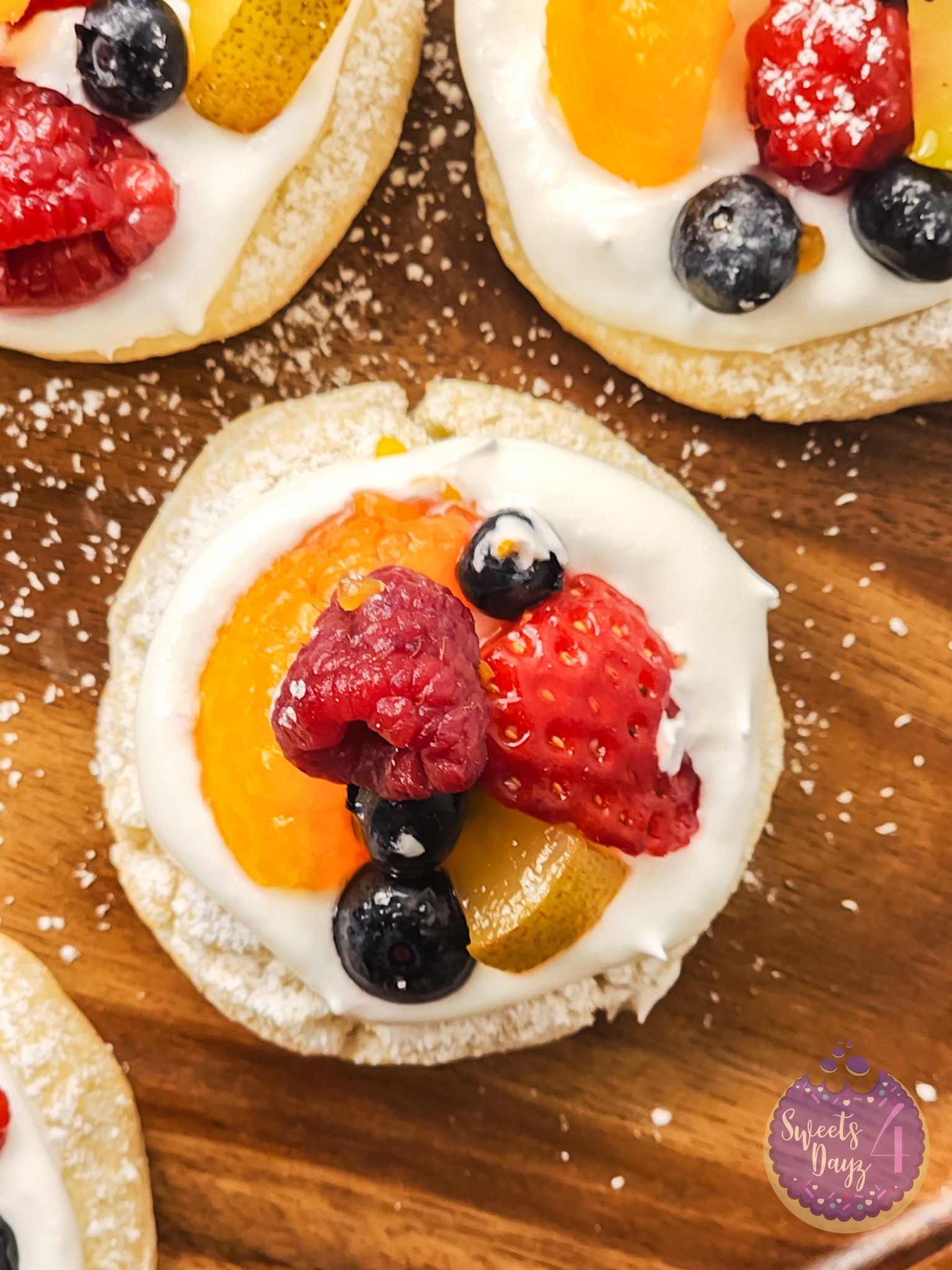 Fruit Pizza Cookies on Marble