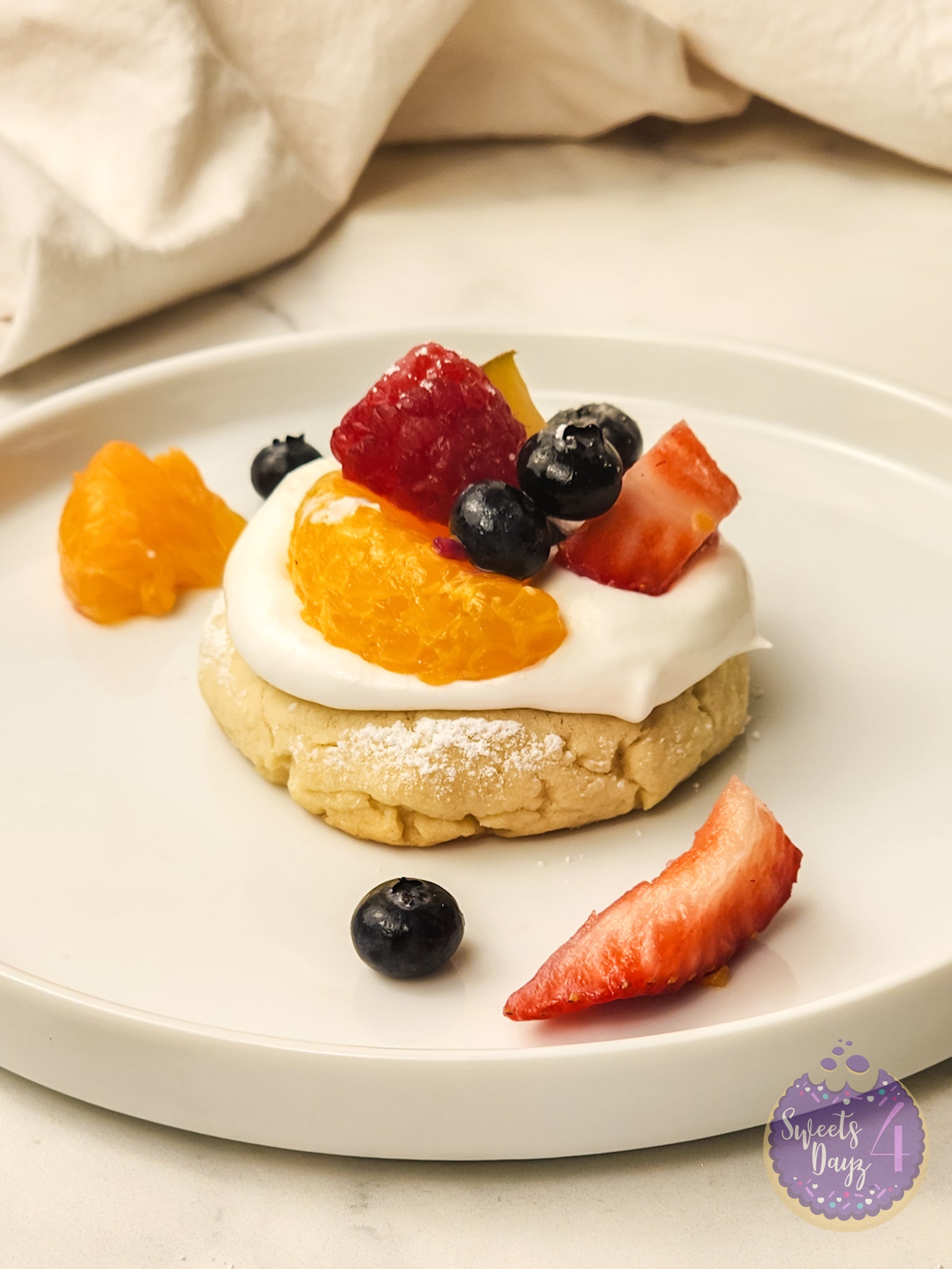 Fruit Pizza Cookies on Marble