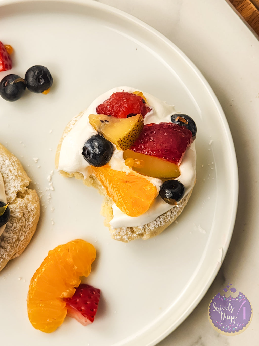 Fruit Pizza Cookies on Marble