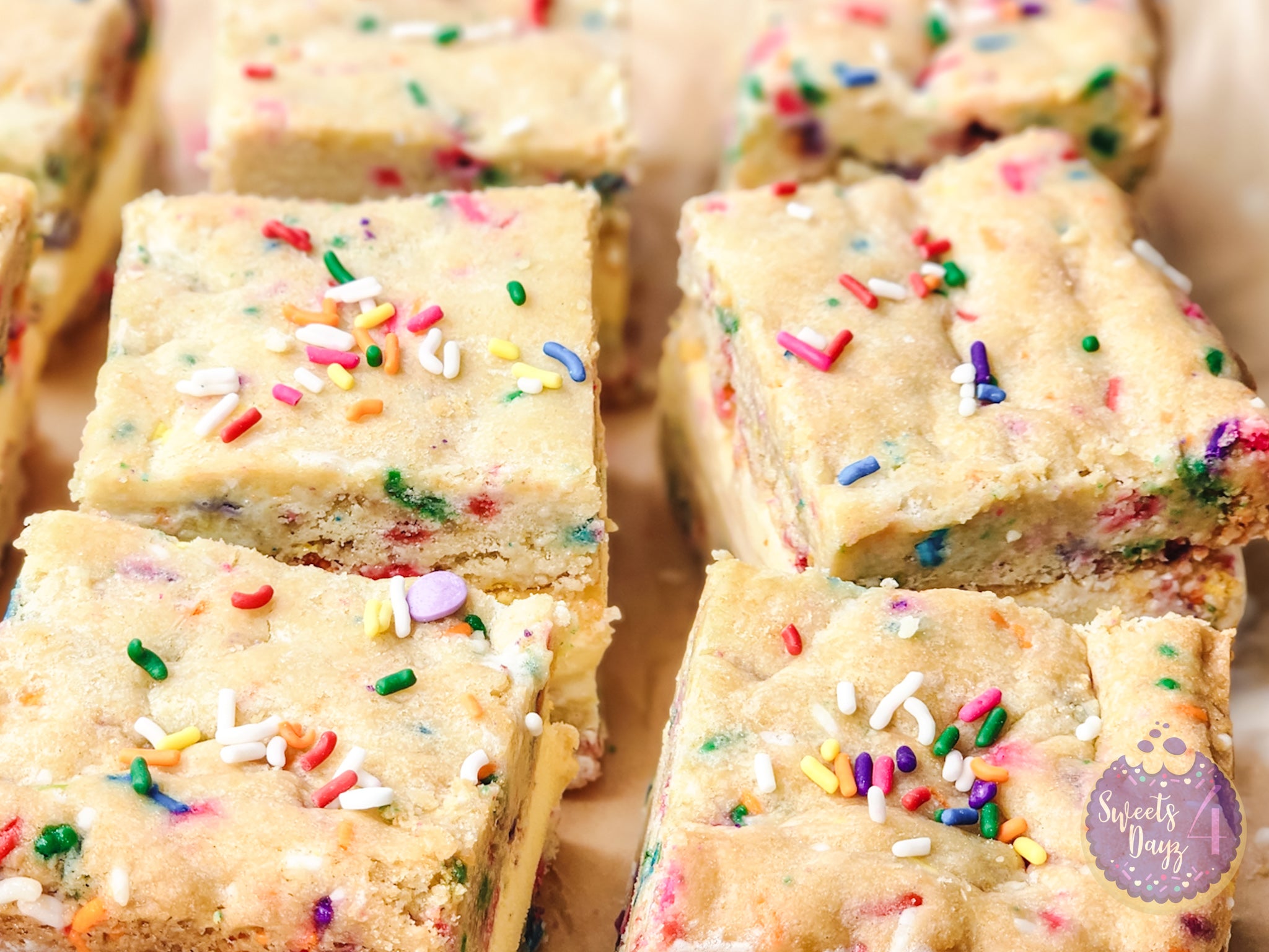 Funfetti Cookie Ice Cream Sandwiches on Gold Marble