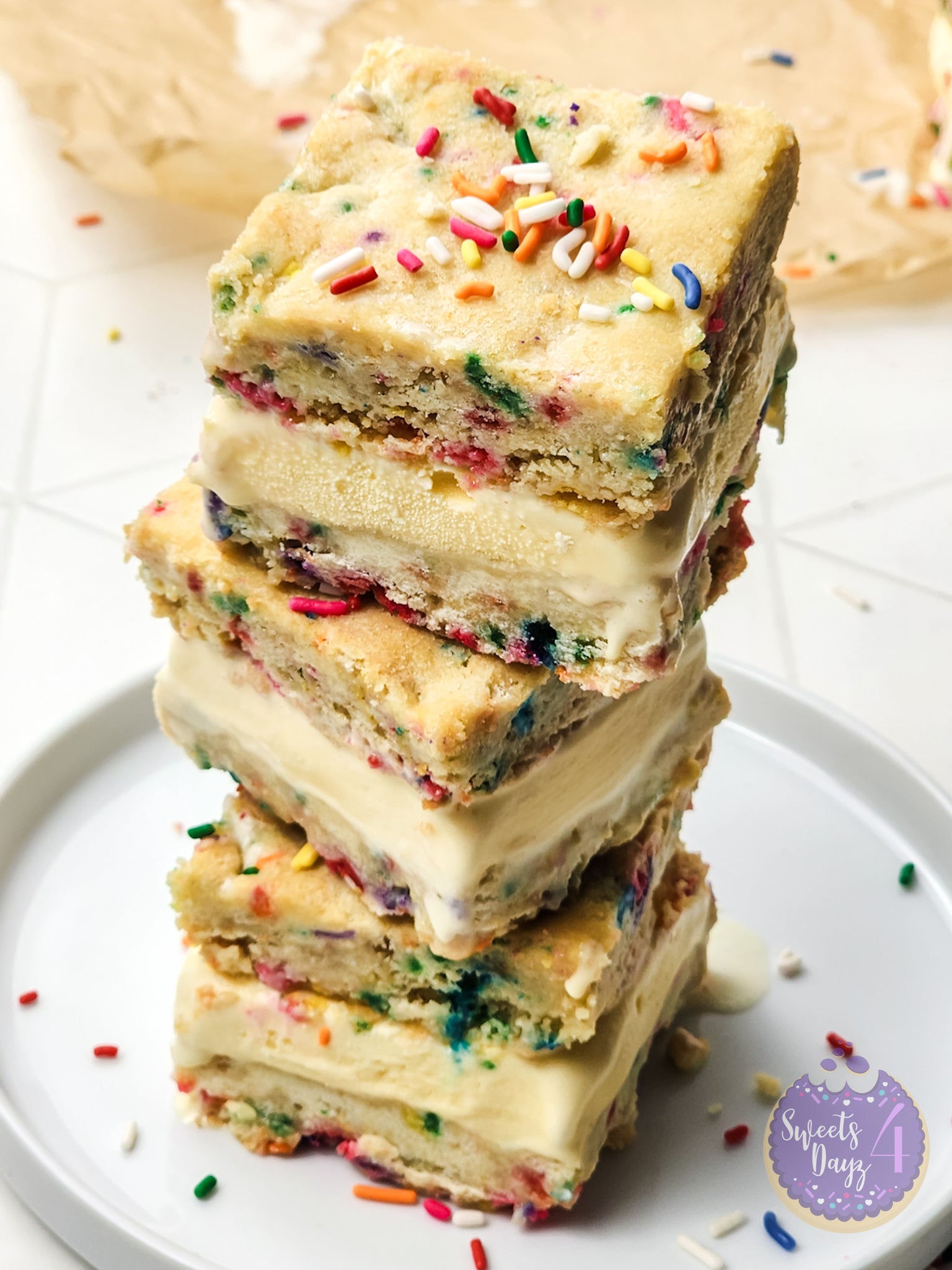 Funfetti Cookie Ice Cream Sandwiches on Rhombus