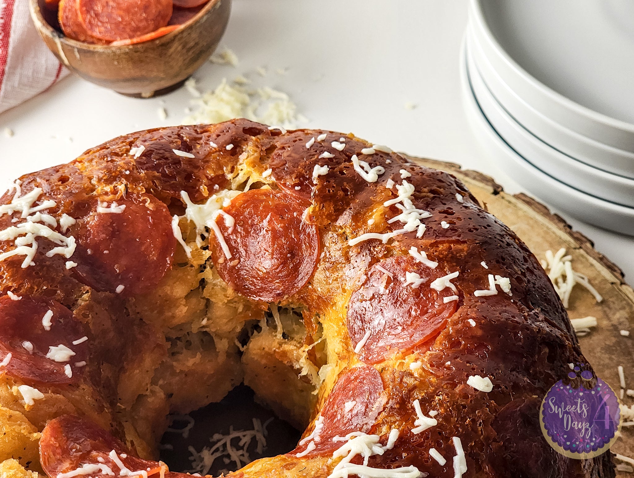 Pizza Monkey Bread on White