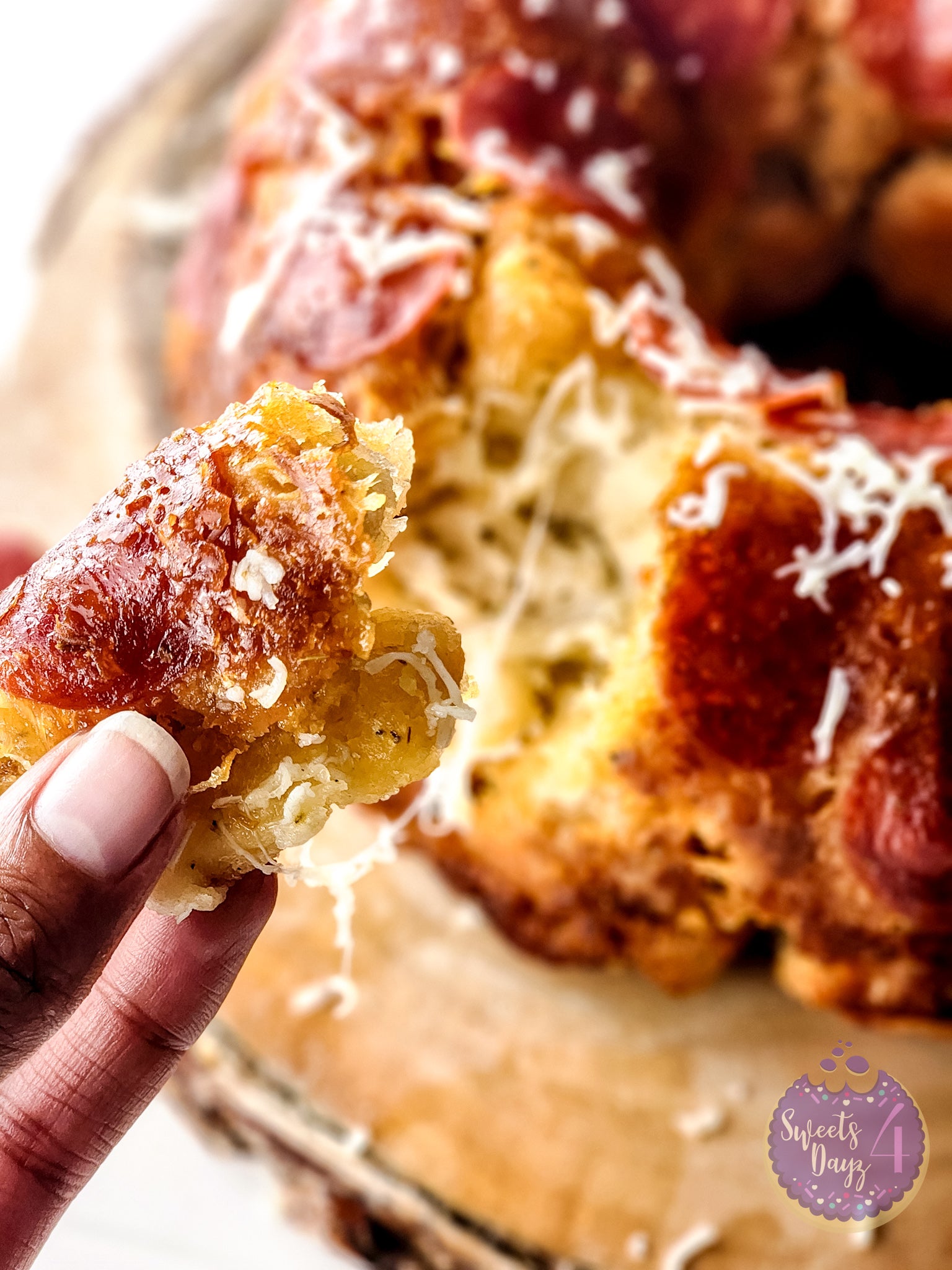 Pizza Monkey Bread on White