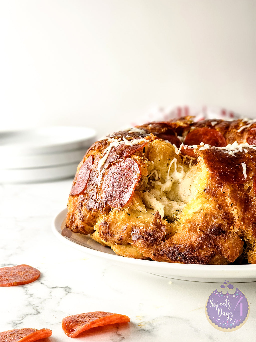 Pizza Monkey Bread on Marble