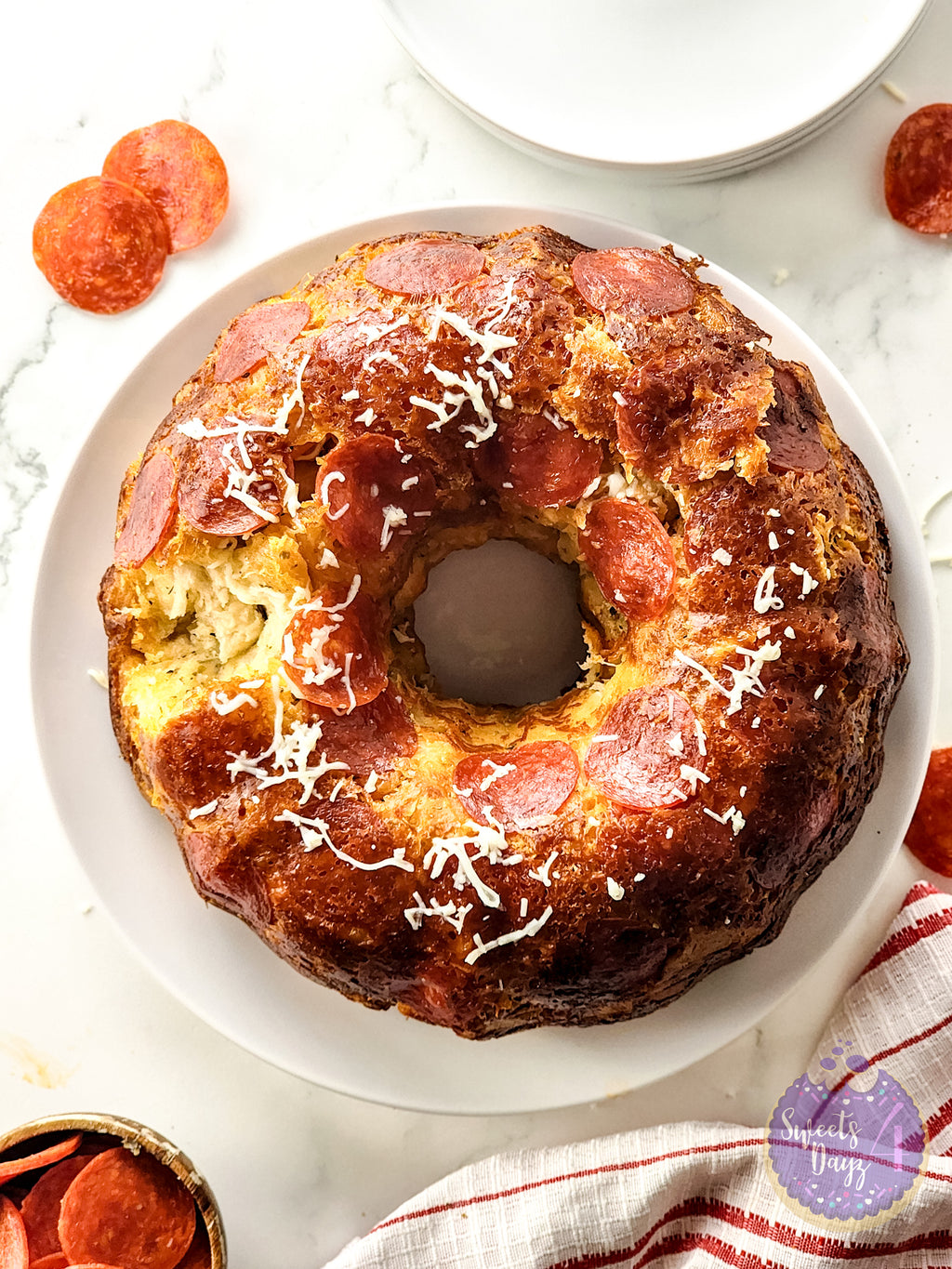 Pizza Monkey Bread on Marble