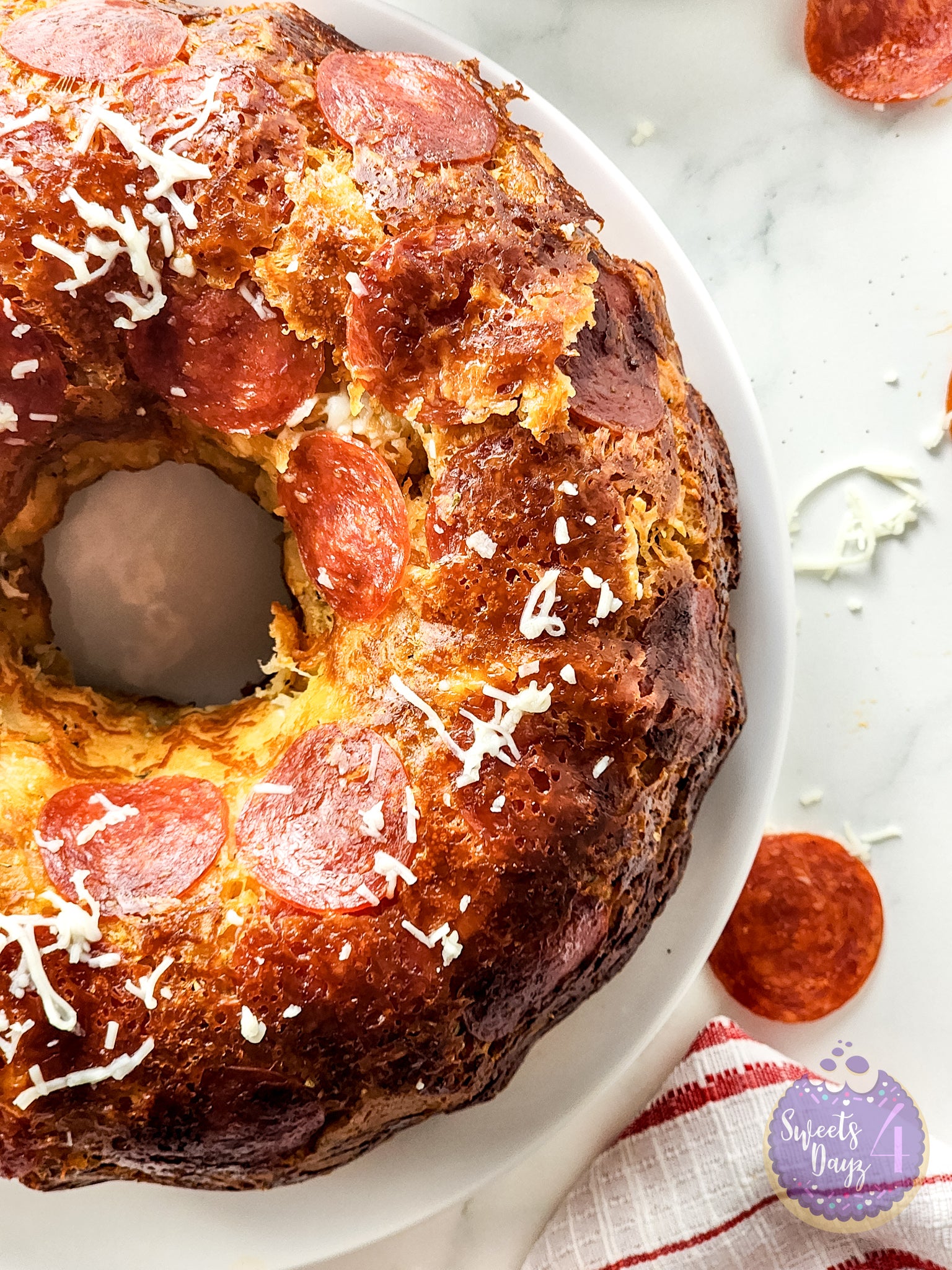 Pizza Monkey Bread on Marble