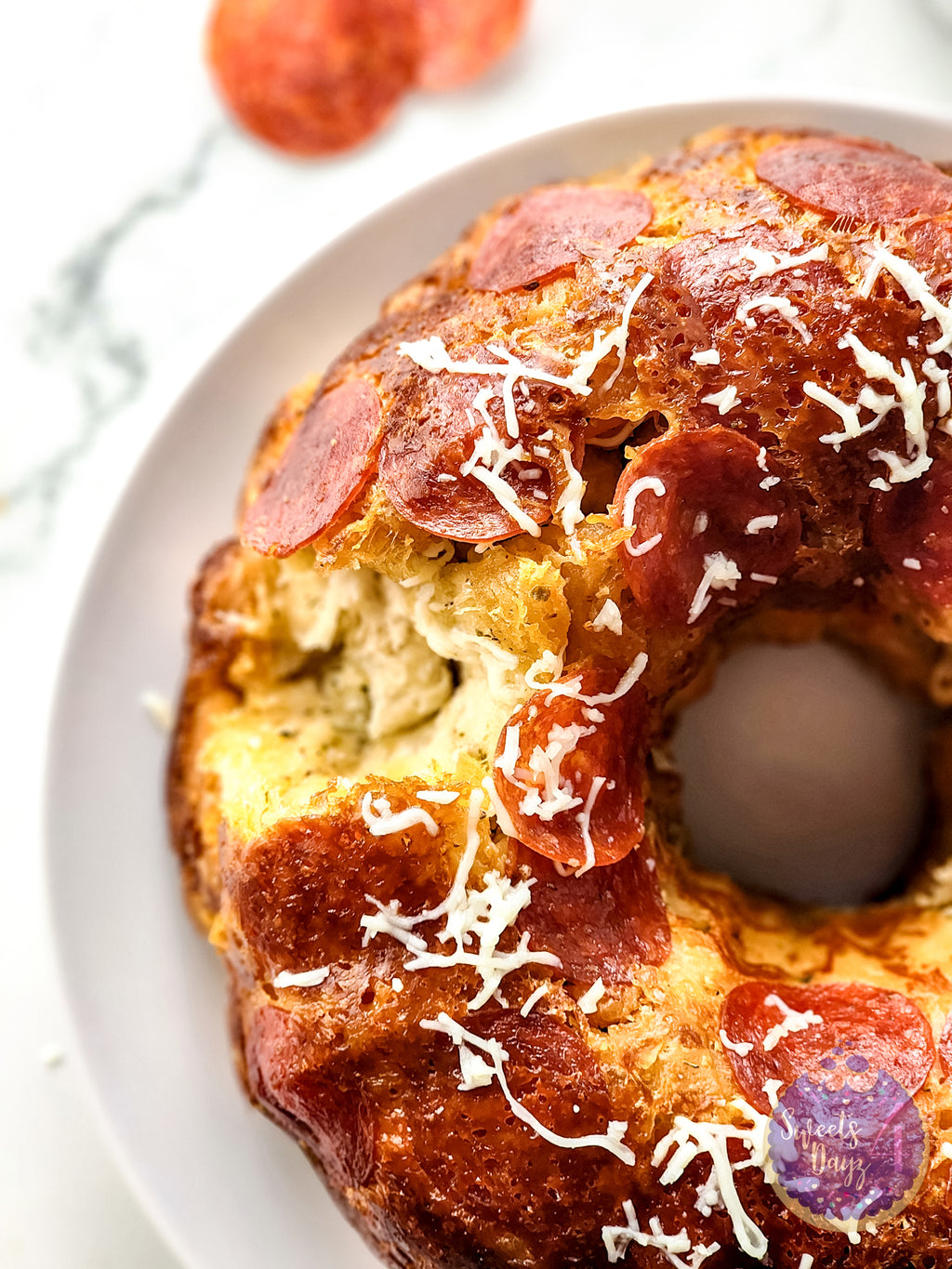 Pizza Monkey Bread on Marble