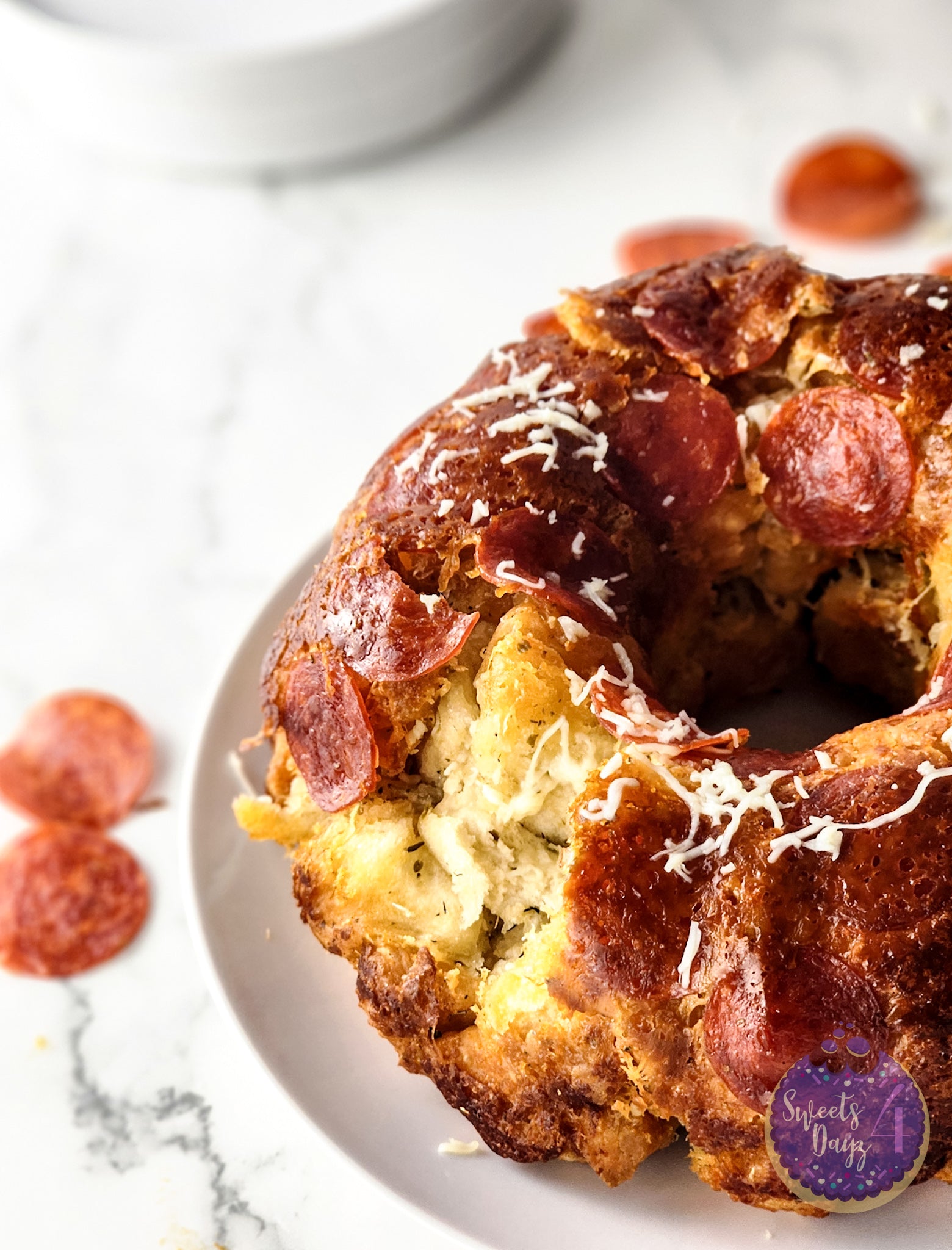 Pizza Monkey Bread on Marble