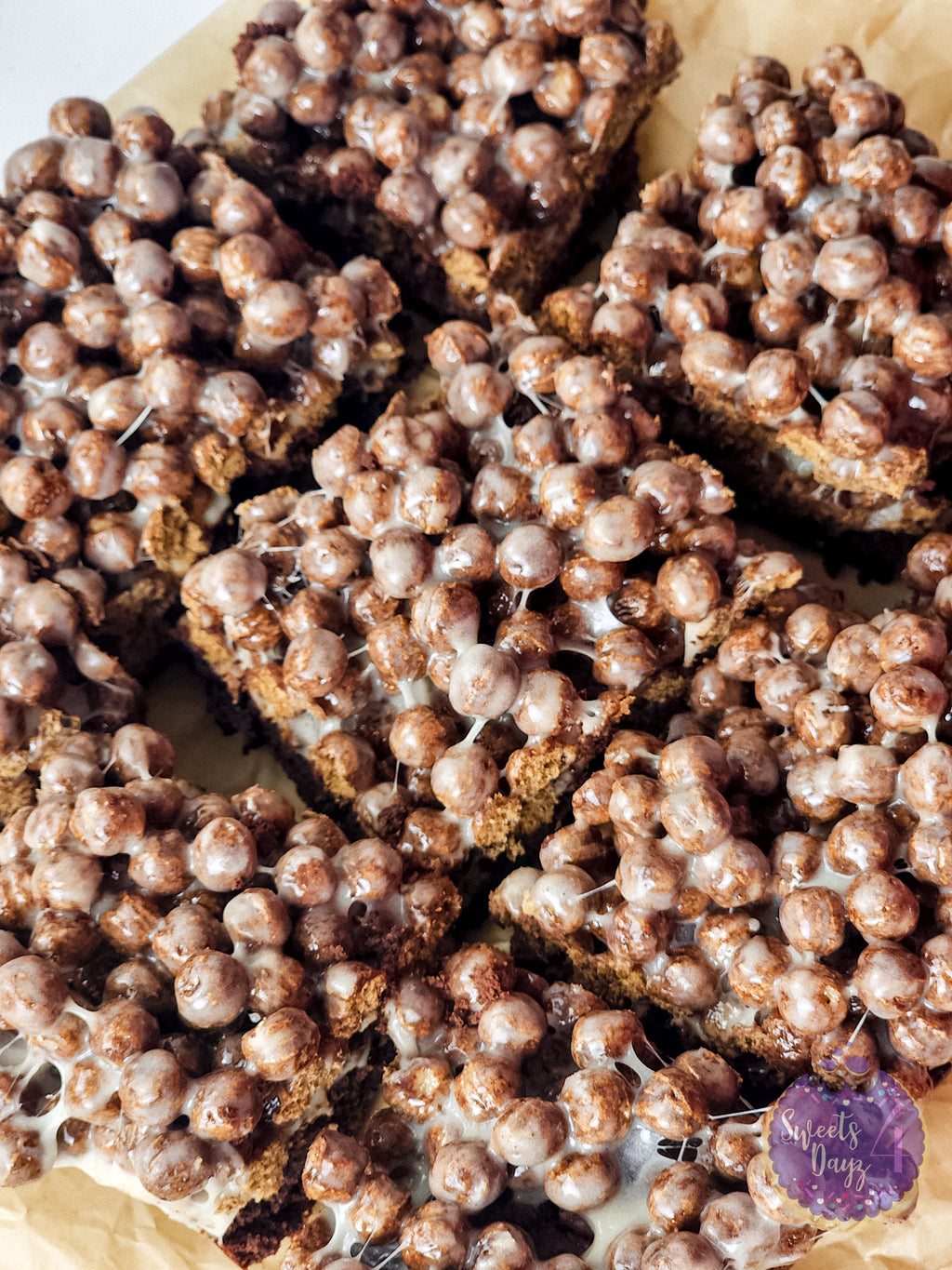 Chocolate Marshmallow Gooey Bars on White