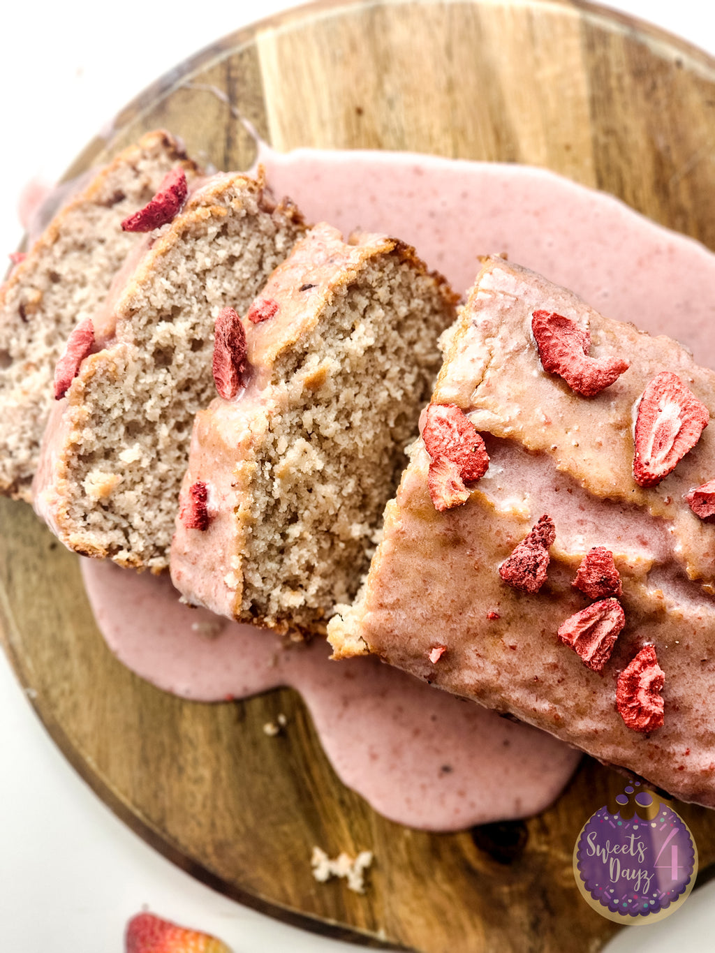 Strawberry Loaf Cake on White