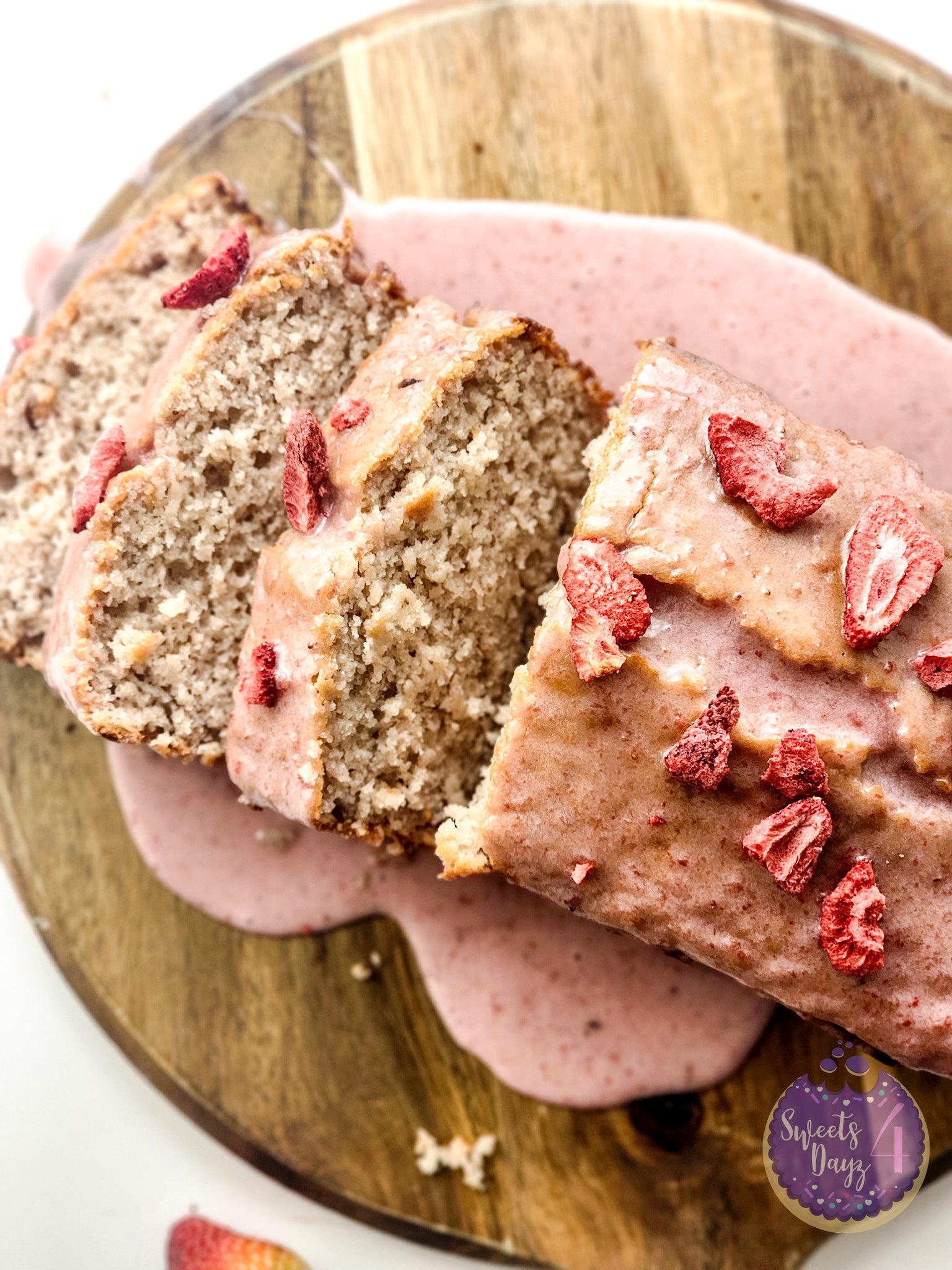 Strawberry Loaf Cake on White