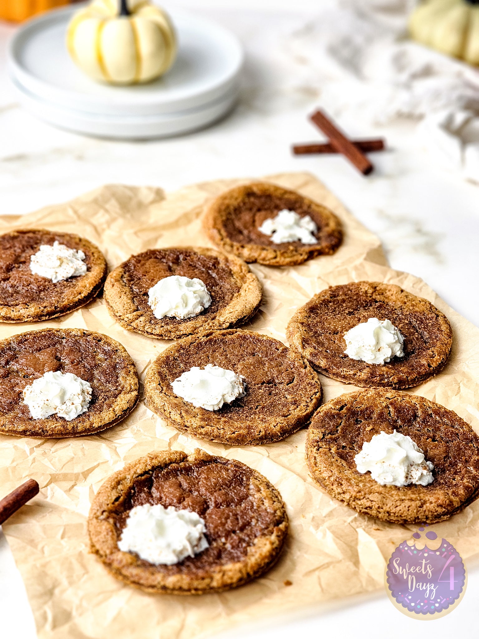 Pumpkin Pie Cookies on Gold Marble