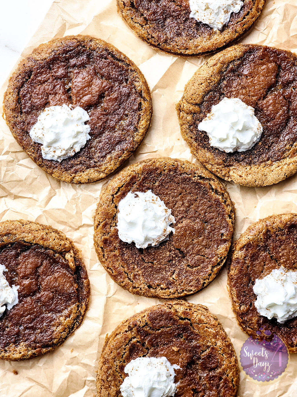 Pumpkin Pie Cookies on Gold Marble