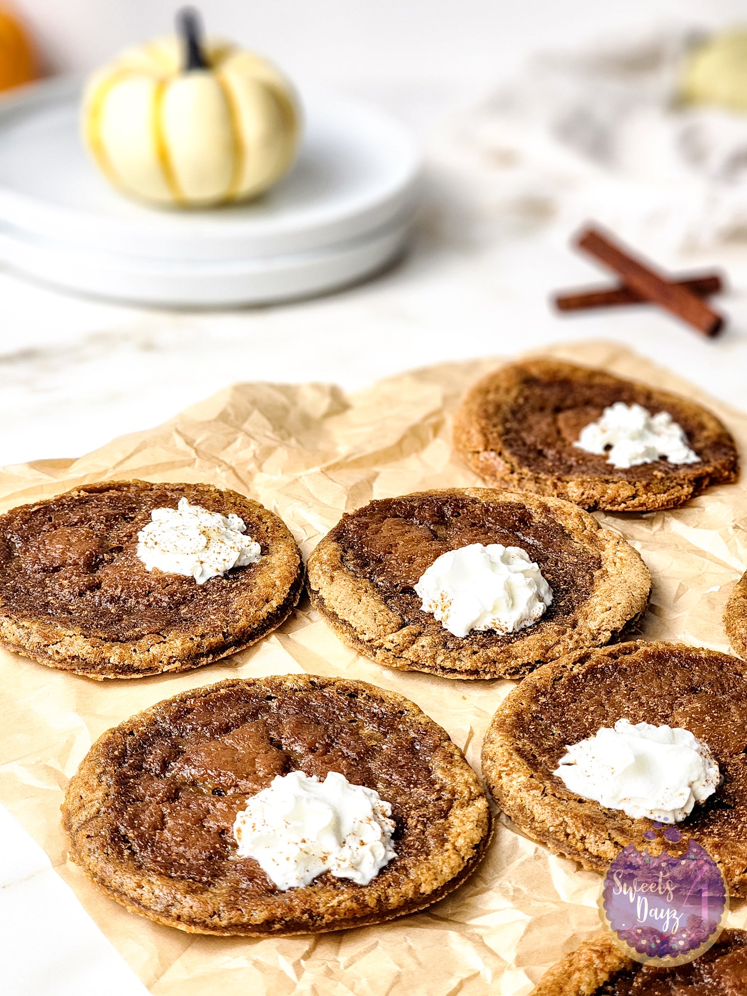 Pumpkin Pie Cookies on Gold Marble