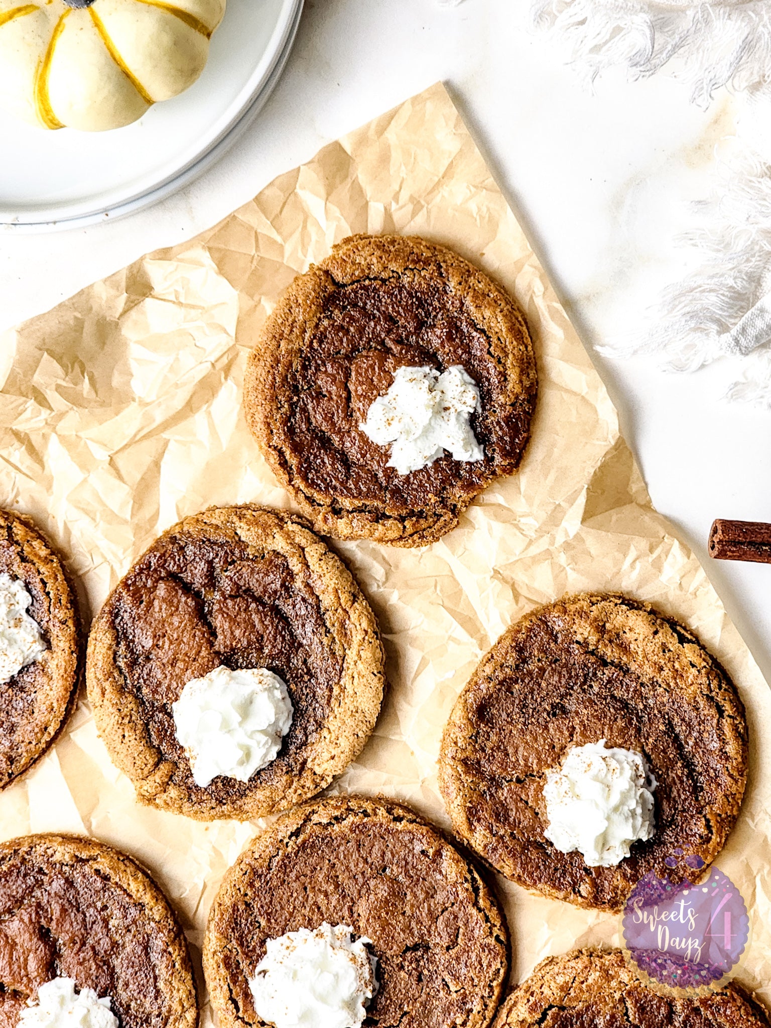 Pumpkin Pie Cookies on Gold Marble