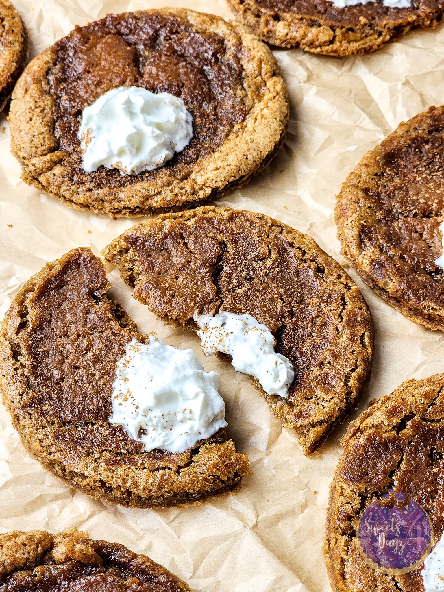 Pumpkin Pie Cookies on Gold Marble