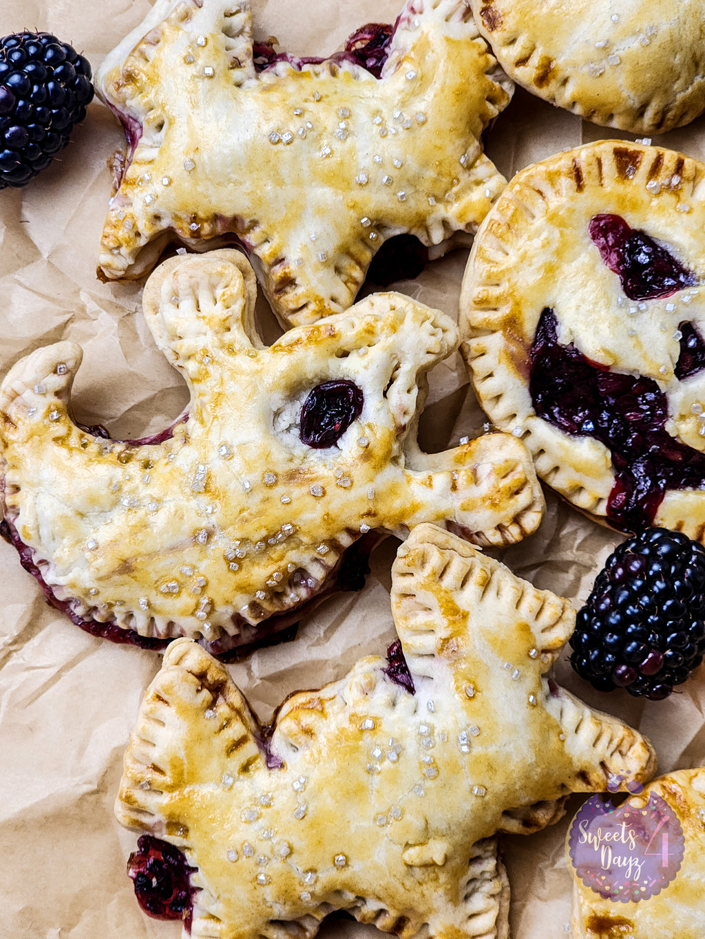 Spooky Fruit Hand Pies on Gold Marble