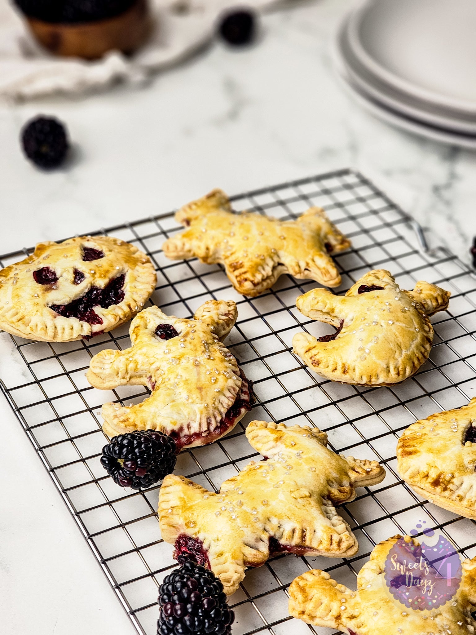 Spooky Fruit Hand Pies on Marble
