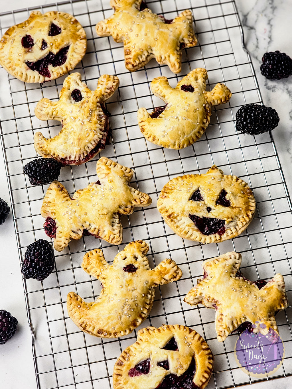 Spooky Fruit Hand Pies on Marble