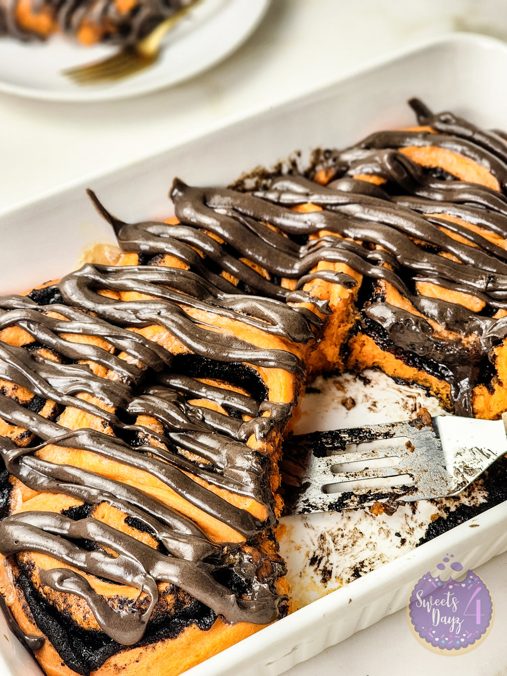 Halloween Cinnamon Rolls on Gold Marble